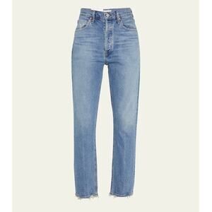 Citizens of Humanity Jolene High Rise Slim Straight Jeans Light Blue Sz 28-Spots